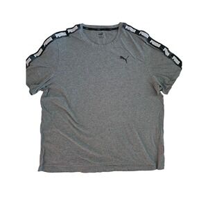 Puma Mens Heather Grey Logo Tape Shoulder Short Sleeve Athletic Tee 3XL